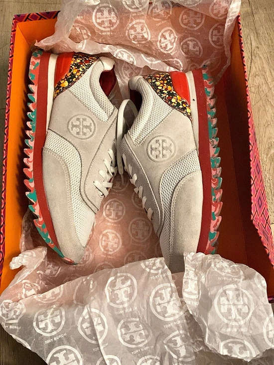 Tory Burch Shoes - Tory Burch Good Luck Trainer White & Red Size 8